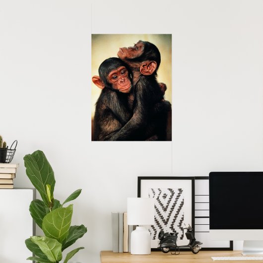 Kutest Baby Animals | Chimpansee Hug Poster (Thuiskantoor)