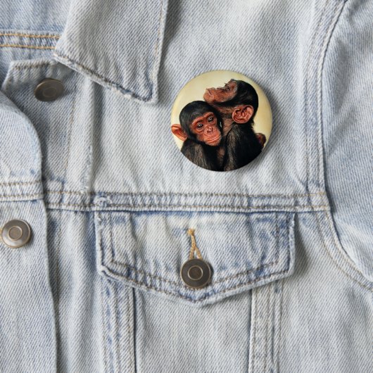 Kutest Baby Animals | Chimpansee Hug Ronde Button 5,7 Cm (In situ)