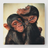 Kutest Baby Animals | Chimpansee Hug Vierkante Klok (Voorkant)