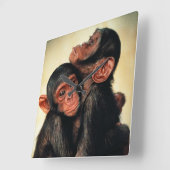 Kutest Baby Animals | Chimpansee Hug Vierkante Klok (Hoek)