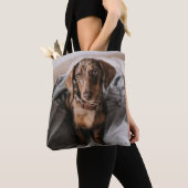 Kutest Baby Animals | Chocolade Dapple Dachshund Tote Bag (Dichtbij)