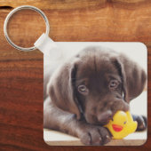 Kutest Baby Animals | Chocolade Labrador Puppy Sleutelhanger (Voorkant)