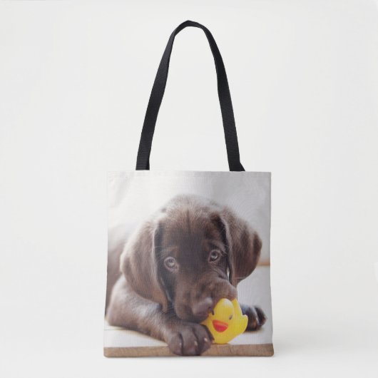 Kutest Baby Animals | Chocolade Labrador Puppy Tote Bag (Voorkant)