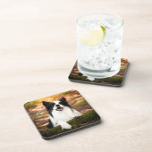 Kutest Baby Animals | Collie aan de Zwarte en Witt Bier Onderzetter (Rechterzijde)