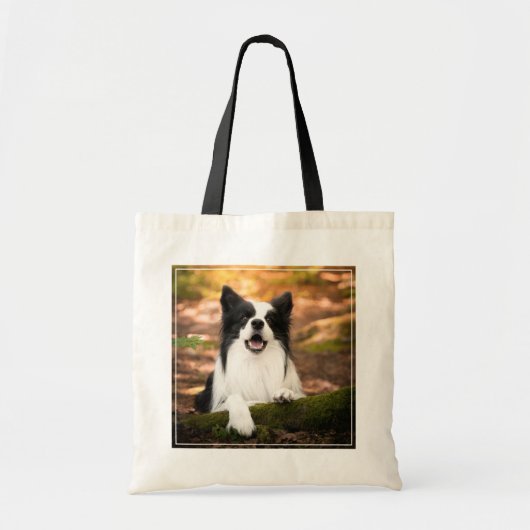 Kutest Baby Animals | Collie aan de Zwarte en Witt Tote Bag (Voorkant)