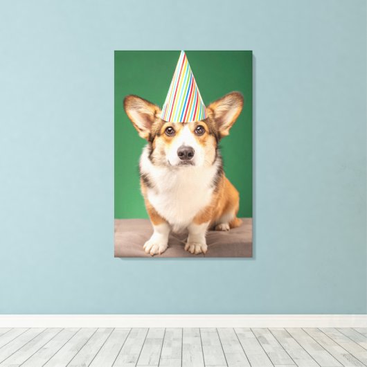 Kutest Baby Animals | Corgi Birthday Puppy Canvas Afdruk (Insitu (Houten vloer))