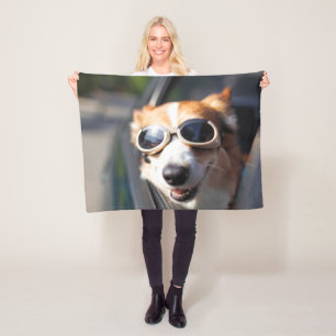 Kutest Baby Animals Corgi Goggles in de auto Fleece Deken