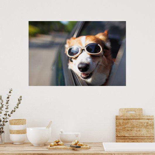 Kutest Baby Animals | Corgi Goggles in de auto Poster (Keuken)