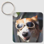 Kutest Baby Animals | Corgi Goggles in de auto Sleutelhanger (Voorkant)