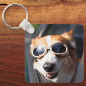 Kutest Baby Animals | Corgi Goggles in de auto Sleutelhanger (Voorkant)