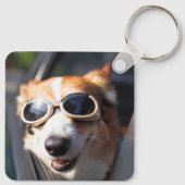 Kutest Baby Animals | Corgi Goggles in de auto Sleutelhanger (Achterkant)