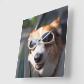 Kutest Baby Animals | Corgi Goggles in de auto Vierkante Klok (Hoek)