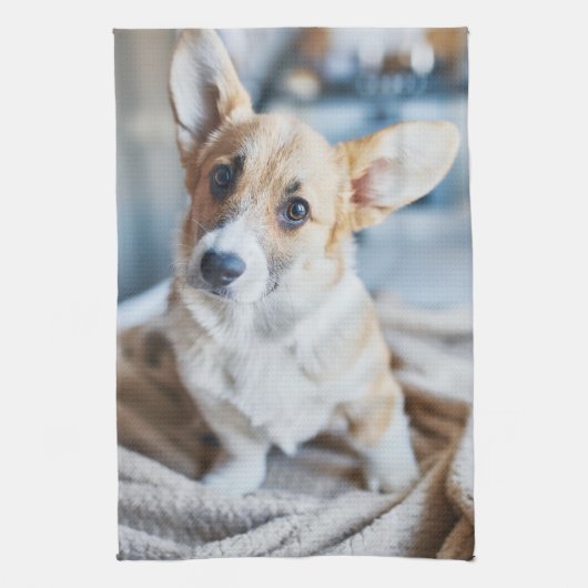 Kutest Baby Animals | Corgi Head Tilt Theedoek (Verticaal)
