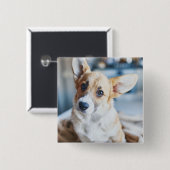 Kutest Baby Animals | Corgi Head Tilt Vierkante Button 5,1 Cm (Voorkant /achterkant)