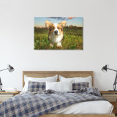Kutest Baby Animals | Corgi in Cloudy Yard Canvas Afdruk (Insitu (Slaapkamer))