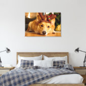 Kutest Baby Animals | Corgi-kerstrenrenrendiertje Canvas Afdruk (Insitu (Slaapkamer))
