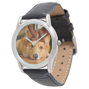 Kutest Baby Animals Corgi-kerstrenrenrendiertje Horloge