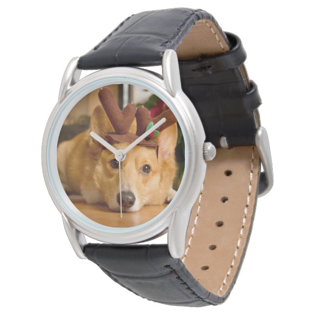 Kutest Baby Animals | Corgi-kerstrenrenrendiertje Horloge (Gekanteld)