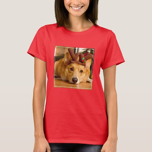 Kutest Baby Animals | Corgi-kerstrenrenrendiertje T-shirt (Voorkant)