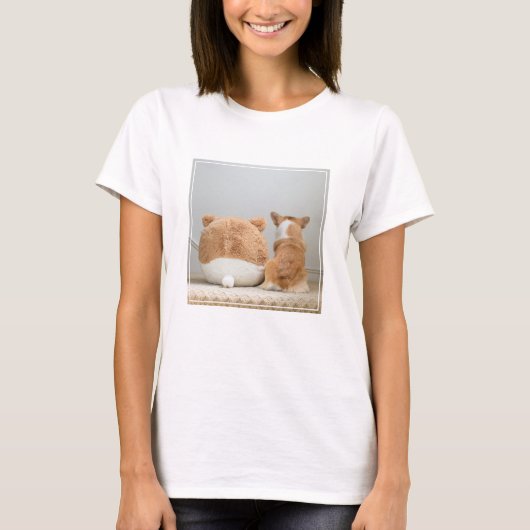 Kutest Baby Animals | Corgi & Plush Puppy T-shirt (Voorkant)