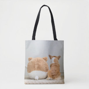 Kutest Baby Animals Corgi & Plush Puppy Tote Bag