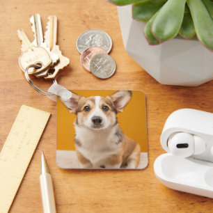 Kutest Baby Animals Corgi Portret op Sinaasappel Sleutelhanger