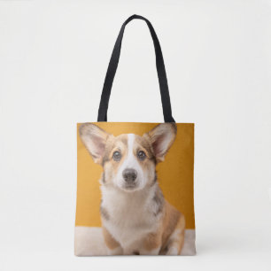 Kutest Baby Animals Corgi Portret op Sinaasappel Tote Bag