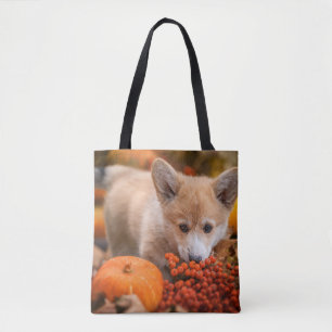 Kutest Baby Animals Corgi Puppy in het najaar Tote Bag