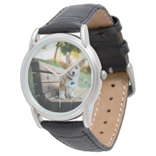 Kutest Baby Animals Corgi Puppy op een parkbank Horloge