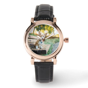 Kutest Baby Animals Corgi Puppy op een parkbank Horloge