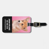 Kutest Baby Animals | Corgi Puppy op roze Bagagelabel (Voorkant horizontaal)