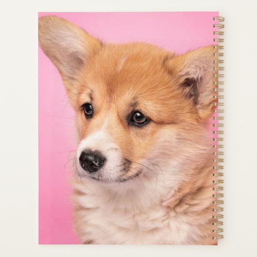 Kutest Baby Animals | Corgi Puppy op roze Planner (Achterkant)