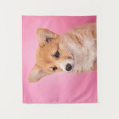 Kutest Baby Animals | Corgi Puppy op roze Wandkleed (Voorkant)