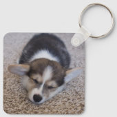 Kutest Baby Animals | Corgi Puppy op Shag Rug Sleutelhanger (Achterkant)