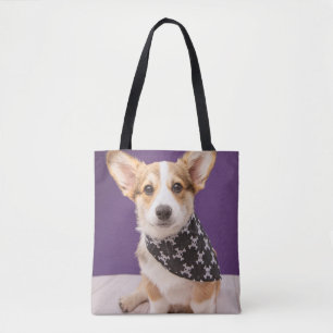 Kutest Baby Animals Corgi Puppy Skull Bandana Tote Bag