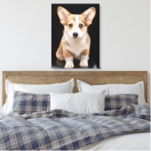 Kutest Baby Animals | Corgi Puppy Standing Tall Canvas Afdruk (Insitu (Slaapkamer))