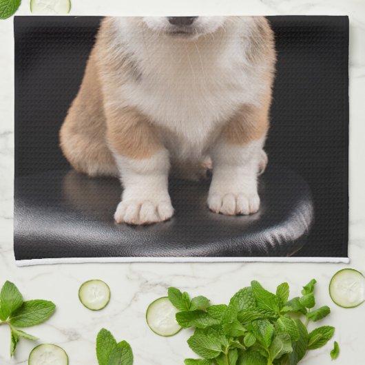 Kutest Baby Animals | Corgi Puppy Standing Tall Theedoek (Gevouwen)