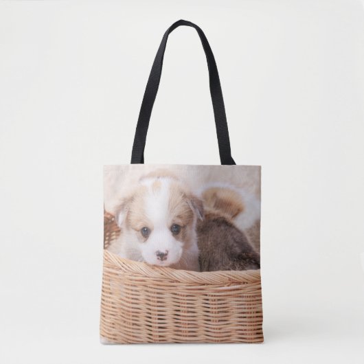 Kutest Baby Animals | Corgi Tiny Puppy Tote Bag (Voorkant)