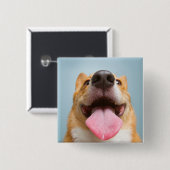 Kutest Baby Animals | Corgi Tongue Vierkante Button 5,1 Cm (Voorkant /achterkant)