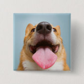 Kutest Baby Animals | Corgi Tongue Vierkante Button 5,1 Cm (Voorkant)