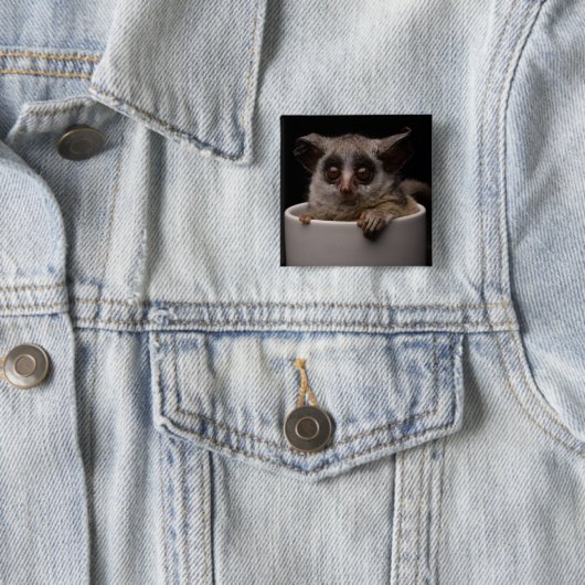 Kutest Baby Animals | Cute Bushbaby Vierkante Button 5,1 Cm (In situ)