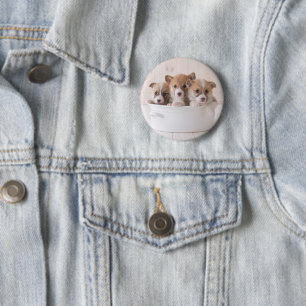 Kutest Baby Animals Cute Corgi-Puppies in een ha Ronde Button 5,7 Cm