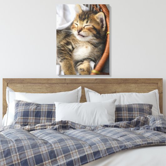 Kutest Baby Animals | Cute Tabby Cat Slaping Canvas Afdruk (Insitu (Slaapkamer))