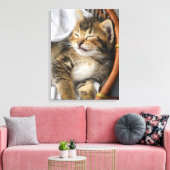 Kutest Baby Animals | Cute Tabby Cat Slaping Canvas Afdruk (Insitu (Woonkamer))