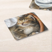 Kutest Baby Animals | Cute Tabby Cat Slaping Kartonnen Onderzetters (Schuin)