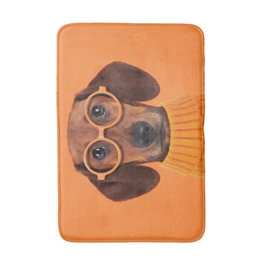 Kutest Baby Animals | Dachshund Oranje Sweater Badmat (Voorkant Verticaal)