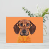 Kutest Baby Animals | Dachshund Oranje Sweater Bedankkaart (Staand voorkant)