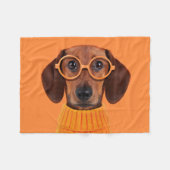 Kutest Baby Animals | Dachshund Oranje Sweater Fleece Deken (Voorkant (Horizontaal))