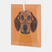 Kutest Baby Animals | Dachshund Oranje Sweater Glas Ornament (Voorkant links)