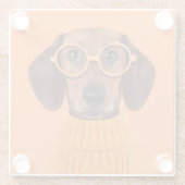 Kutest Baby Animals | Dachshund Oranje Sweater Glazen Onderzetter (Achterkant)